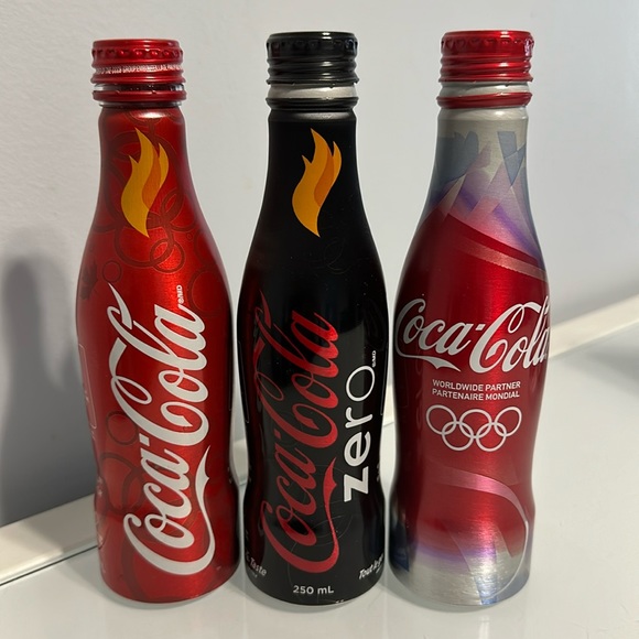 Vintage Coca Cola Aluminium Bottles Collector Lot - Olympics Limited Edition! - Picture 1 of 8
